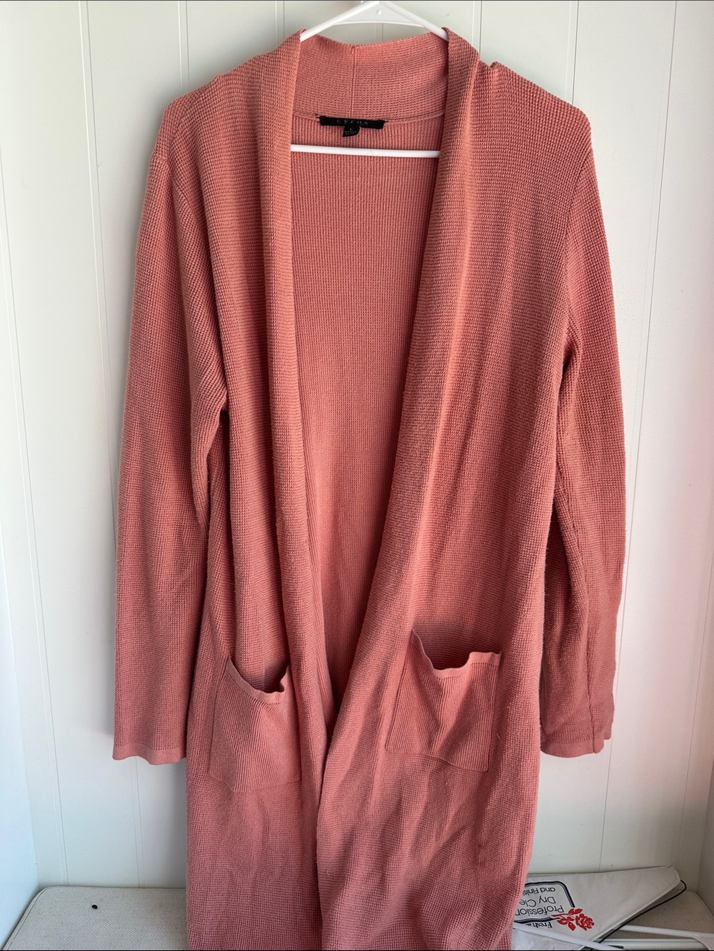 Cyrus Open-Front Rosewood Long Cardigan with Pockets